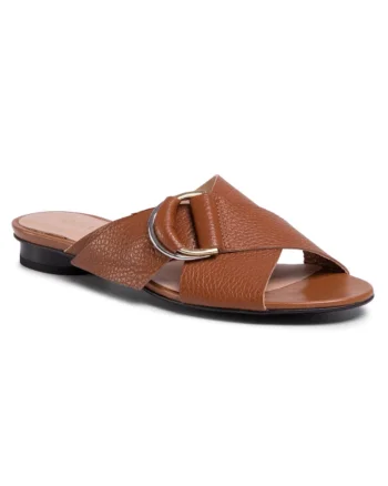 Papuci flip-flop dama,  Piele naturala, maro, Maro
