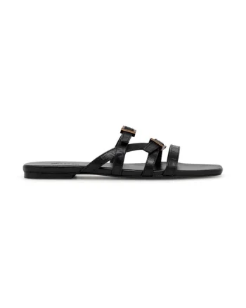 Slapi dama,  590559, Piele naturala, Negru, Negru