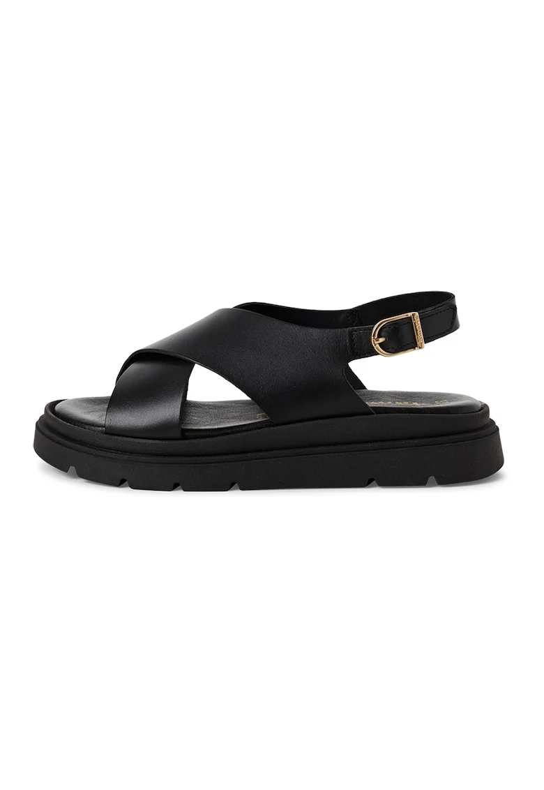 Sandale wedge de piele, Negru