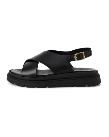 Sandale wedge de piele, Negru