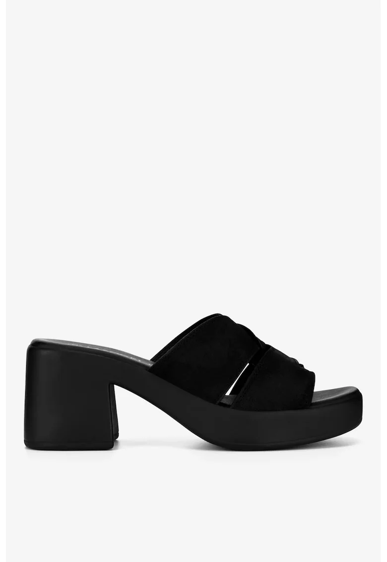 Papuci dama  5905588618591, Piele nabuc, Negru, Negru