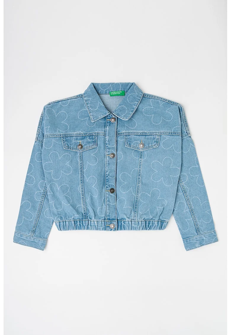 Jacheta crop de denim, Albastru deschis