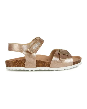 Sandale de piele ecologica cu velcro Adriel, Auriu