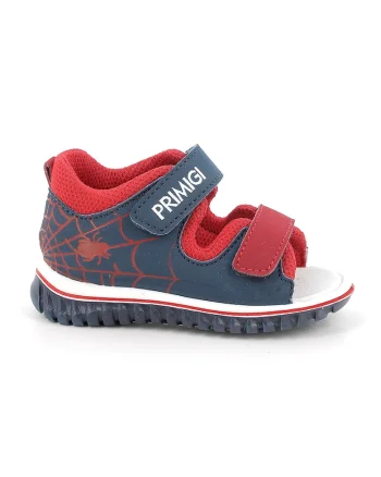 Sandale cu velcro si logo, Rosu/Bleumarin