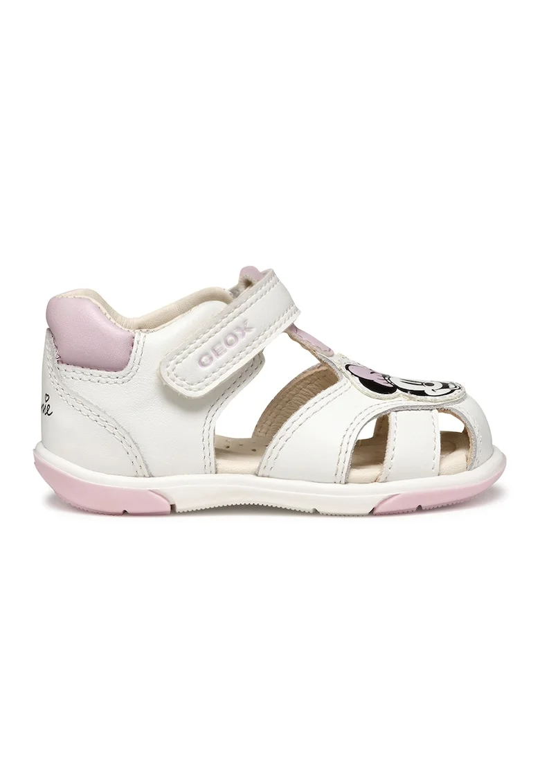 Sandale de piele ecologica si piele cu Minnie Mouse, Alb/Roz pal