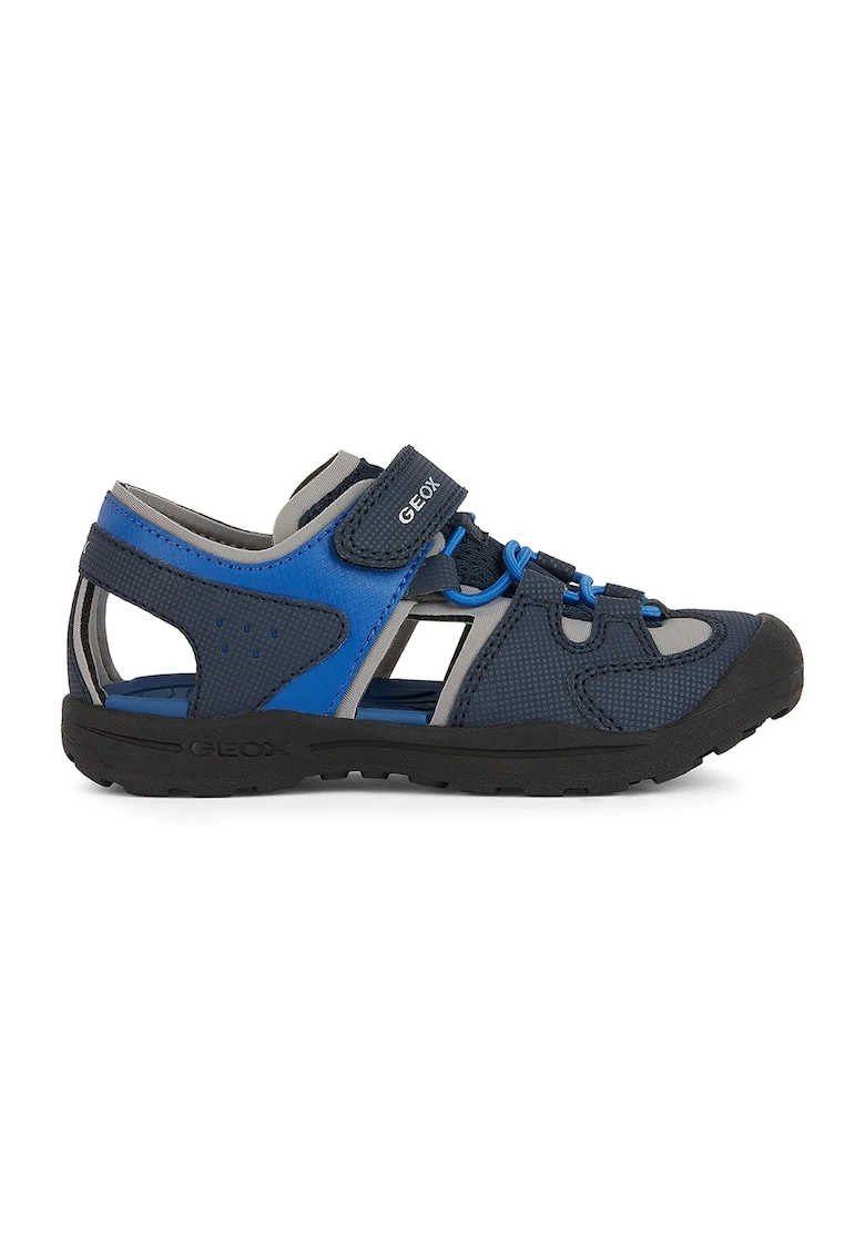 Sandale cu velcro si model colorblock Veniett, Gri deschis/Albastru