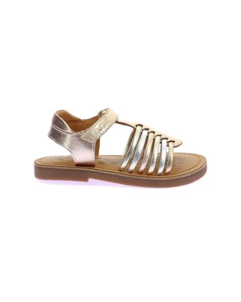 Sandale de piele cu velcro, Auriu/Argintiu
