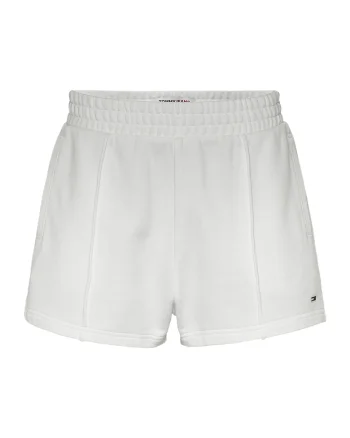 Pantaloni scurti de bumbac organic cu talie elastica, Alb