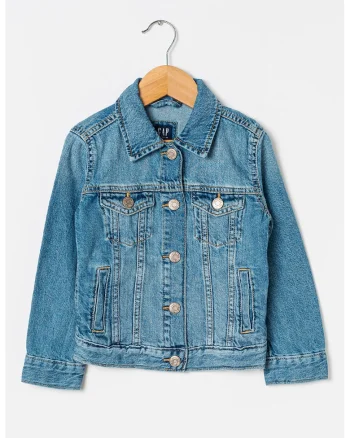 Jacheta din denim cu aspect decolorat, Albastru