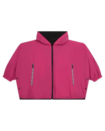 Jacheta windbreaker reversibila cu gluga, Negru/Roz