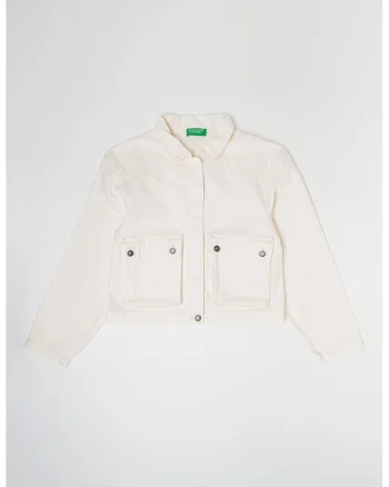 Jacheta crop cu capse, Crem