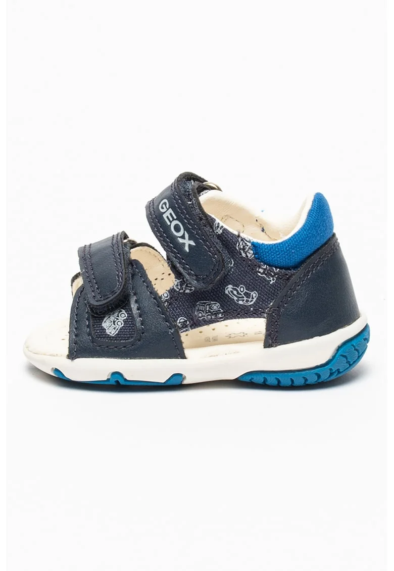 Sandale de piele ecologica cu velcro Elba, Albastru royal/Bleumarin