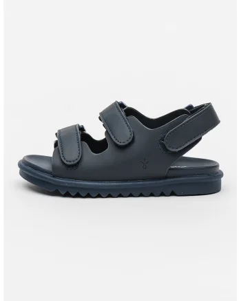 Sandale de piele ecologica cu velcro Enever, Bleumarin