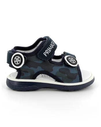 Sandale de piele intoarsa ecologica cu model, Gri inchis/Bleumarin