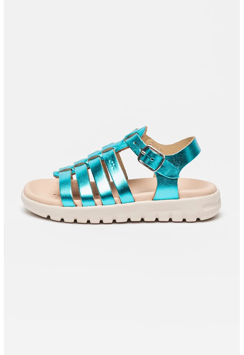 Sandale de piele cu barete multiple Soleima, Verde persan