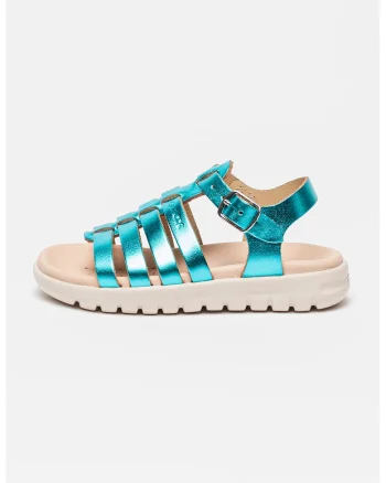 Sandale de piele cu barete multiple Soleima, Verde persan