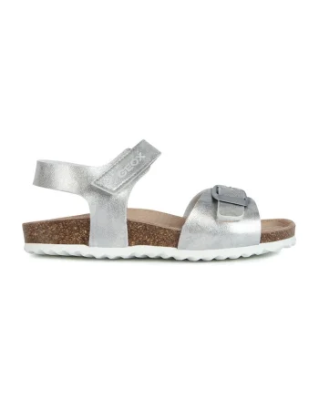Sandale de piele ecologica cu velcro Adriel, Argintiu