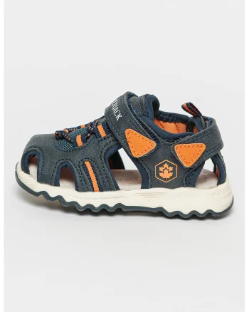 Sandale cu inchidere velcro Toby, Albastru inchis/Portocaliu mandarina/Alb murdar