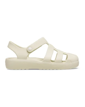 Sandale cu velcro si logo, Alb fildes