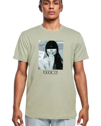 Tricou cu decolteu la baza gatului si imprimeu foto, Negru/Gri/Grej
