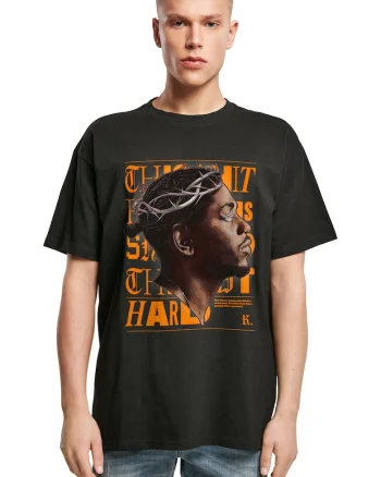 Tricou din bumbac cu imprimeu, Negru/Portocaliu