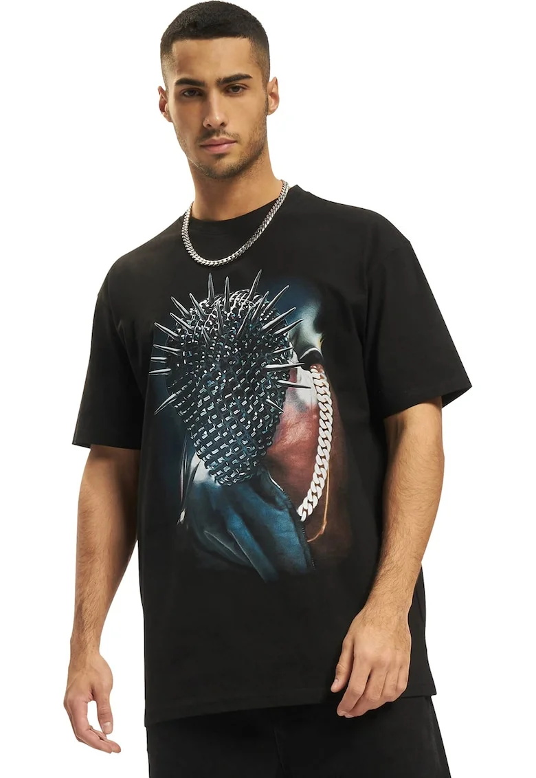 Tricou unisex supradimensionat cu imprimeu, Rosu/Negru/Albastru