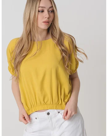 Bluza uni cu decupaj pe spate, Galben pai