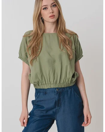 Bluza uni cu decupaj pe spate, Verde feriga