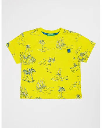 Tricou supradimensionat de bumbac, Albastru royal/Verde fistic