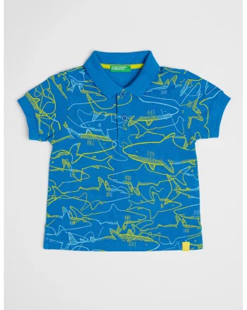 Tricou polo relaxed fit de bumbac, Albastru royal/Verde lime