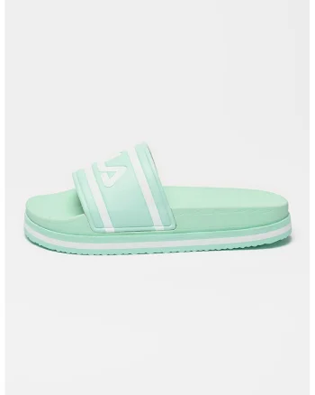 Papuci flatform cu imprimeu logo Morro Bay, Verde pal