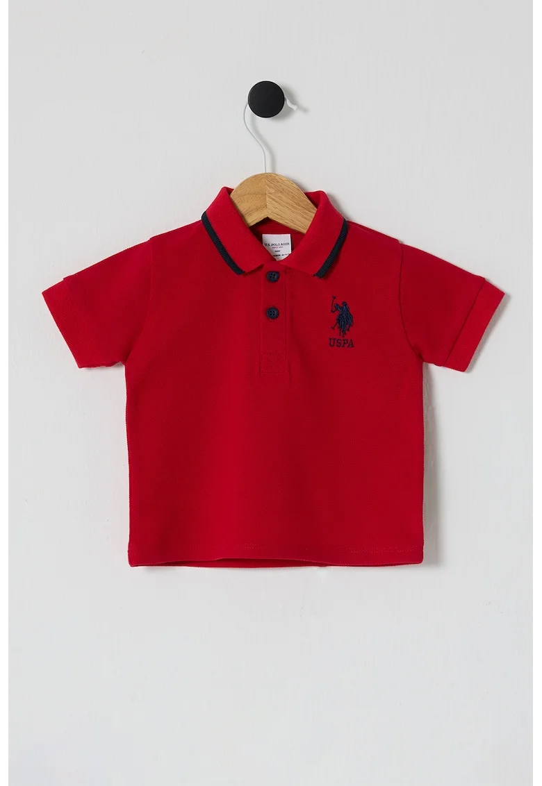 Tricou polo de bumbac, Negru/Rosu vermillion