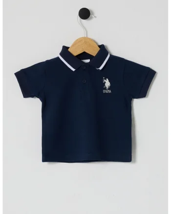 Tricou polo de bumbac, Alb/Albastru ultramarin