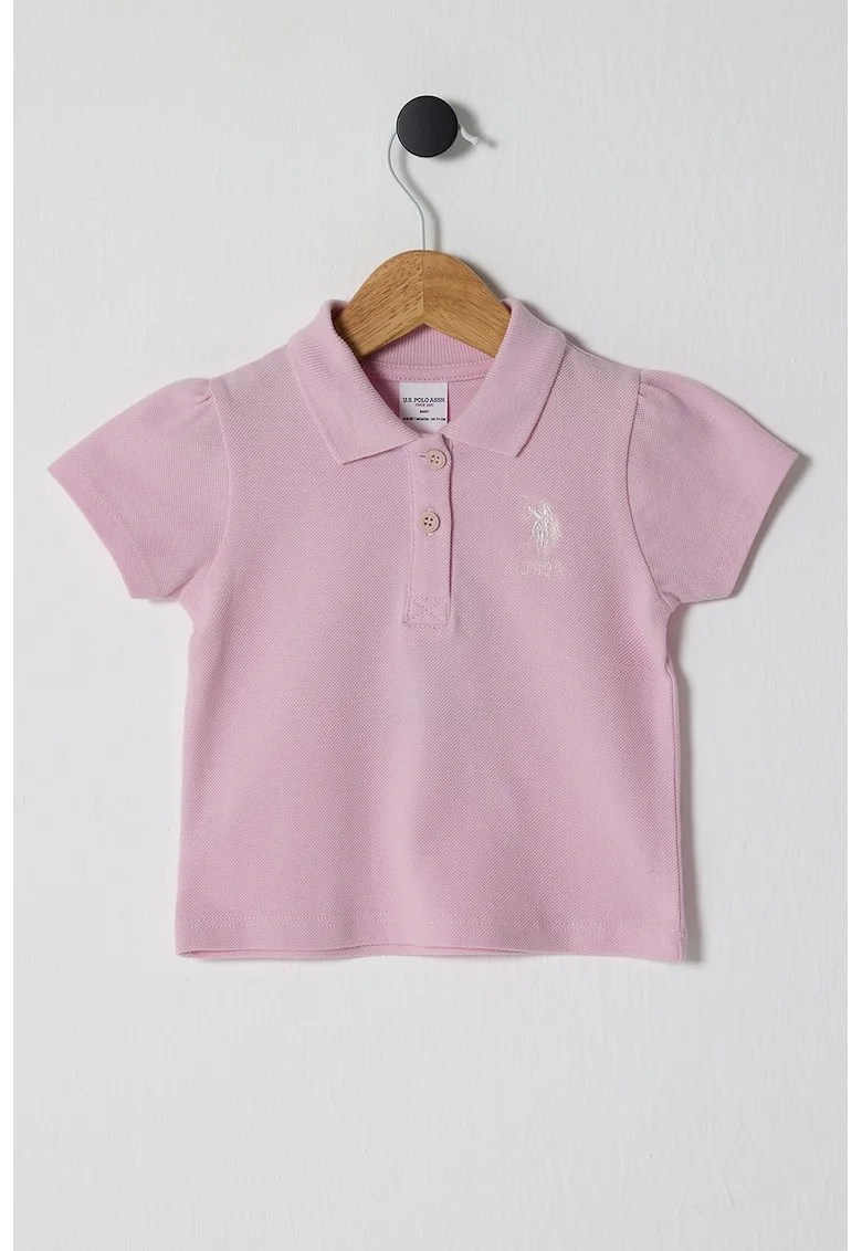 Tricou polo de bumbac pique, Roz prafuit
