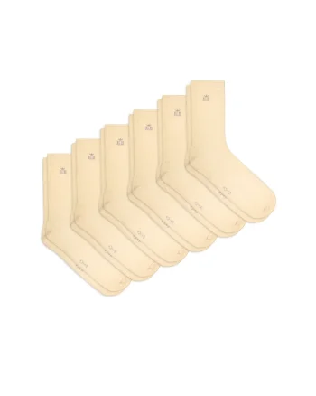 Set 6 perechi, Sosete din bumbac pieptanat,  fara cusatura, respirabile si confortabile, Crem
