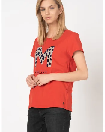 Tricou cu aplicatie logo din catifea Alina, Rosu