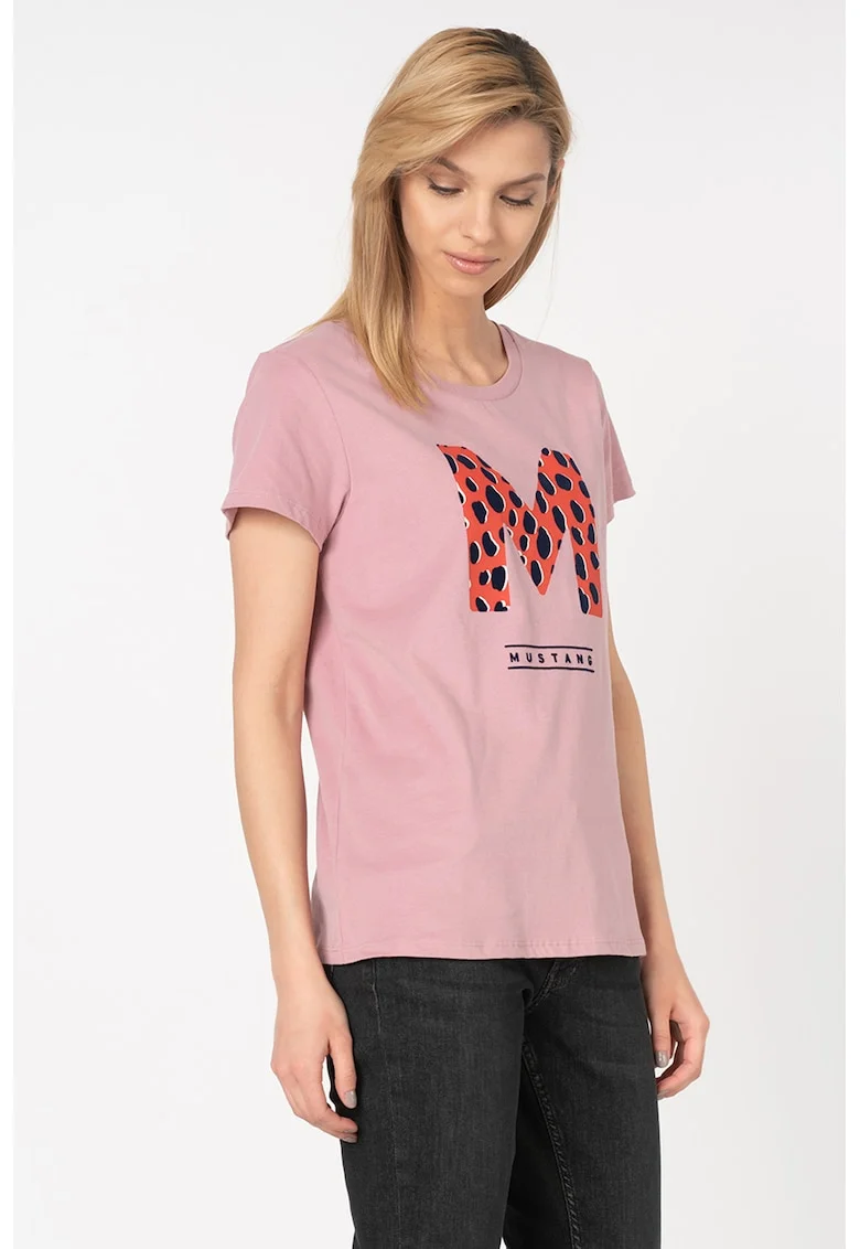 Tricou cu aplicatie logo din catifea Alina, Lila pal