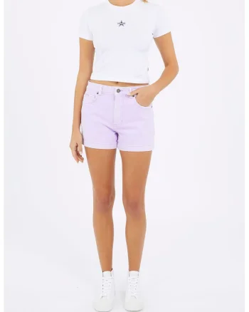 Blugi scurti mom fit, Lila
