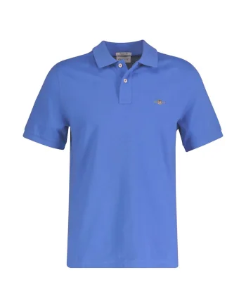 Tricou polo din bumbac pique Shield, Albastru azur