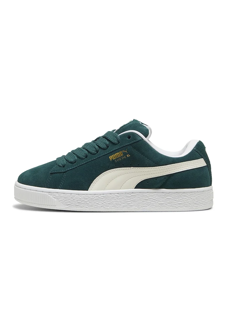 Pantofi sport XL Jasmine din piele intoarsa cu sireturi de rezerva, Alb fildes/Verde inchis