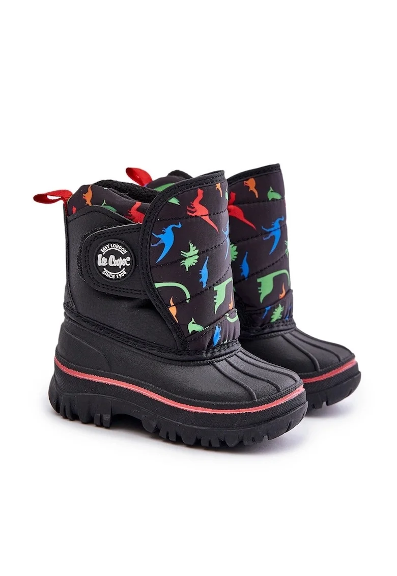 Cizme de zapada copii Lee Cooper, velcro, negru, piele ecologica/textil