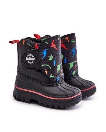 Cizme de zapada copii Lee Cooper, velcro, negru, piele ecologica/textil