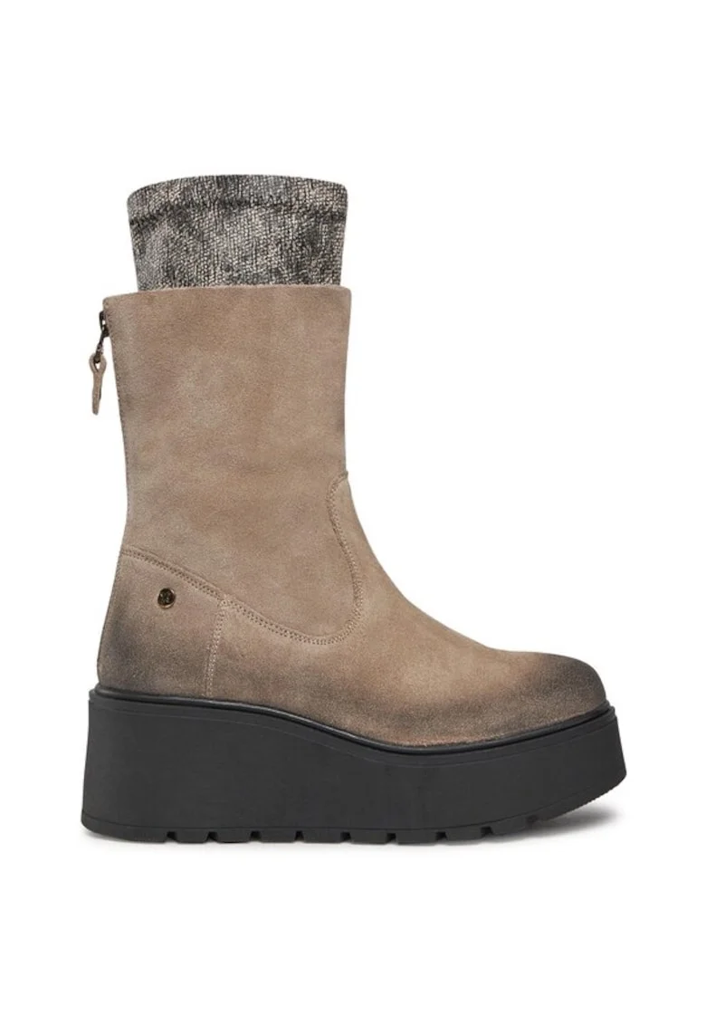 Botine dama,  44341, Piele naturala, Bej