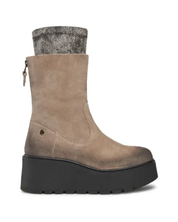 Botine dama,  44341, Piele naturala, Bej