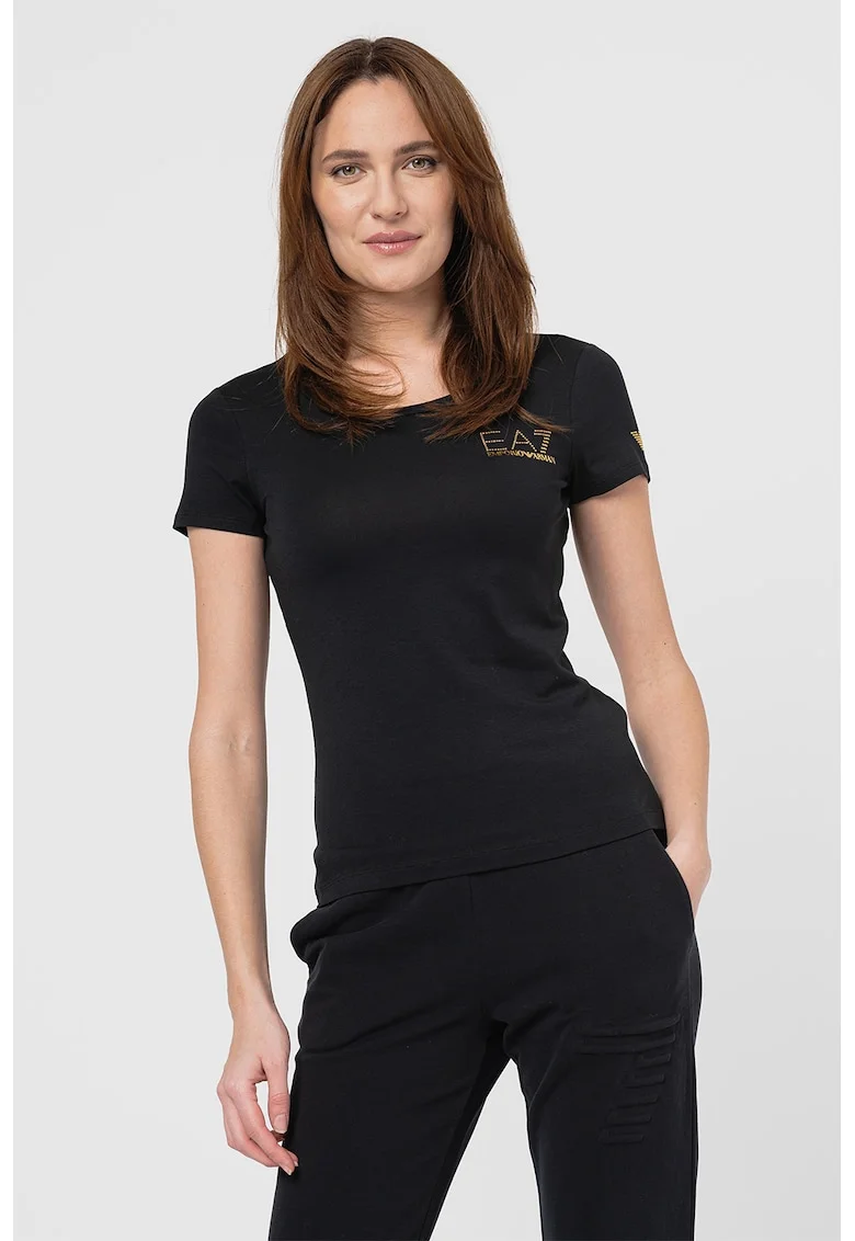 Tricou slim-fit din amestec de modal, Auriu/Negru