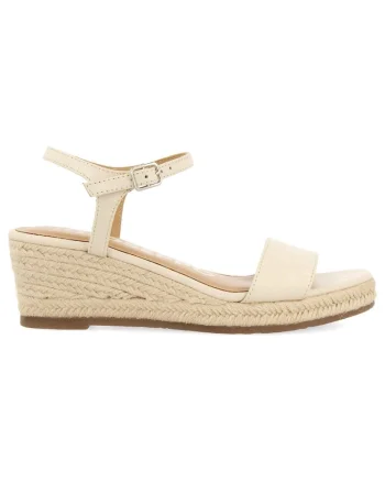 Sandale-espadrile wedge de piele, Alb murdar