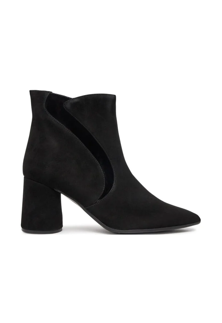 Botine dama,  47877, Piele naturala, Negru