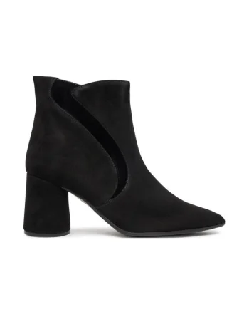 Botine dama,  47877, Piele naturala, Negru
