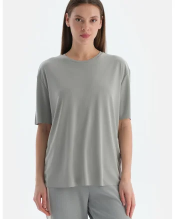 Tricou lejer din amestec de modal, Gri deschis
