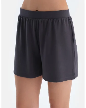 Pantaloni scurti din amestec de modal cu talie inalta, Gri inchis